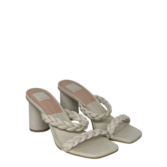 Dolce vita sz8 Women's Pang Heeled Sandal cream braided slip on open - Picture 1 of 5